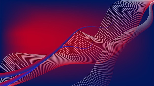 Fondo abstracto con ondas Ilustración vectorial Colores rojos y azules Fondo abstracto