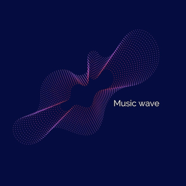 Fondo abstracto con ondas musicales dinámicas, líneas y partículas.