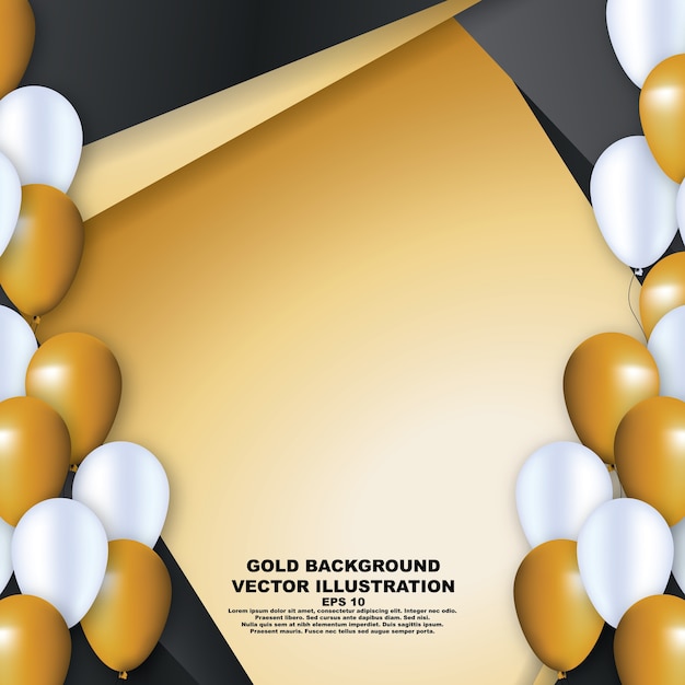 Fondo abstracto de oro con globo dorado