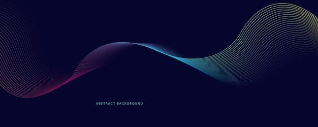 Fondo abstracto oscuro con ilustración vectorial de ondas brillantes Elemento de diseño de líneas en movimiento brillantes