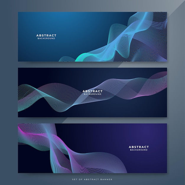 Fondo abstracto oscuro con ondas brillantes Líneas en movimiento brillantes elemento de diseño Gradiente azul púrpura moderno Líneas de onda fluidas Concepto de tecnología futurista Ilustración vectorial