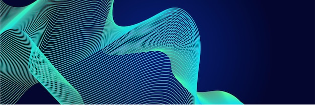 Fondo abstracto oscuro con ondas brillantes Líneas en movimiento brillantes elemento de diseño Gradiente azul púrpura moderno Líneas de onda fluidas Concepto de tecnología futurista Ilustración vectorial