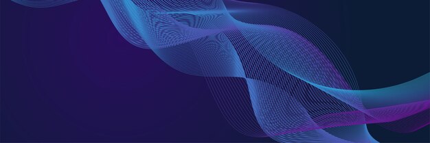 Fondo abstracto oscuro con ondas brillantes Líneas en movimiento brillantes elemento de diseño Gradiente azul púrpura moderno Líneas de onda fluidas Concepto de tecnología futurista Ilustración vectorial