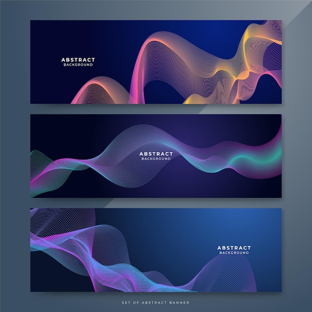 Fondo abstracto oscuro con ondas brillantes Líneas en movimiento brillantes elemento de diseño Gradiente azul púrpura moderno Líneas de onda fluidas Concepto de tecnología futurista Ilustración vectorial