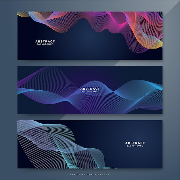 Fondo abstracto oscuro con ondas brillantes Líneas en movimiento brillantes elemento de diseño Gradiente azul púrpura moderno Líneas de onda fluidas Concepto de tecnología futurista Ilustración vectorial