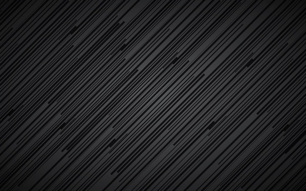 Fondo abstracto oscuro patrón a rayas negras y grises líneas diagonales y tiras ilustración vectorial de fibra metálica