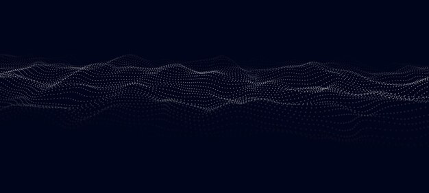 Fondo abstracto de partículas en movimiento Onda punteada futurista Big data Ilustración vectorial