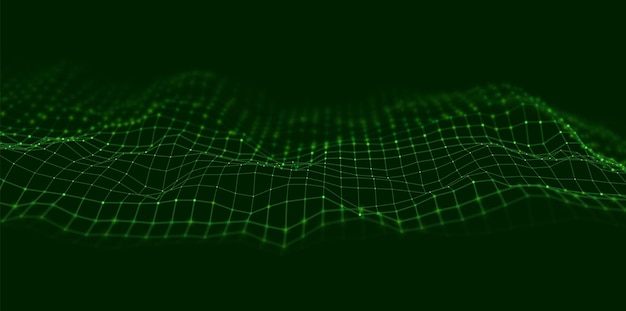 Fondo abstracto de partículas verdes Visualización de puntos de patrón Ilustración de vector de tecnología