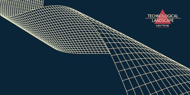 Fondo abstracto a partir de líneas Fondo tecnológico Dibujo de línea ondulada Elemento de diseño