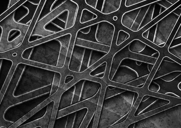 Vector fondo abstracto de patrón de cuadrícula de grunge monocromo blanco negro. diseño de vectores de tecnología geométrica