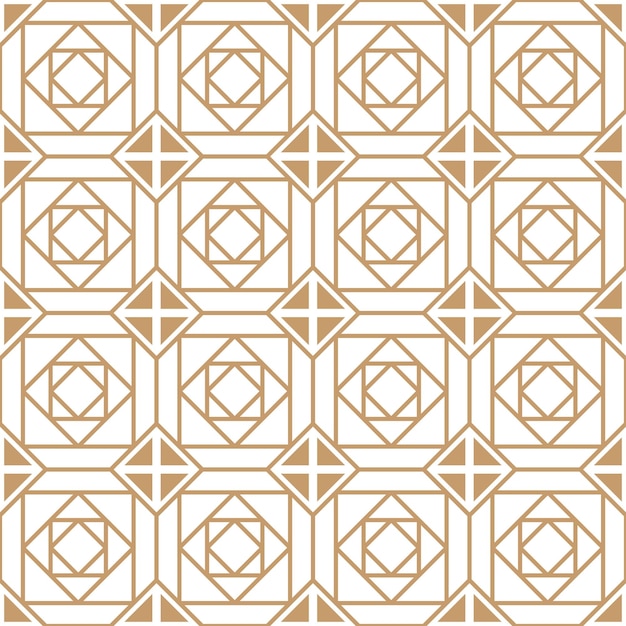 Fondo abstracto de patrón dorado sin costuras. Ilustración vectorial de forma lineal.