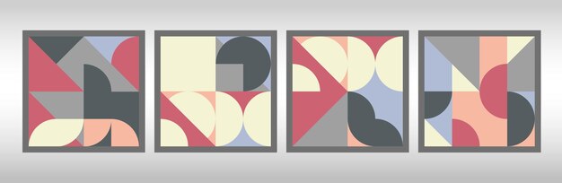 Fondo abstracto con un patrón geométrico Bauhaus, círculo vectorial, triángulo.
