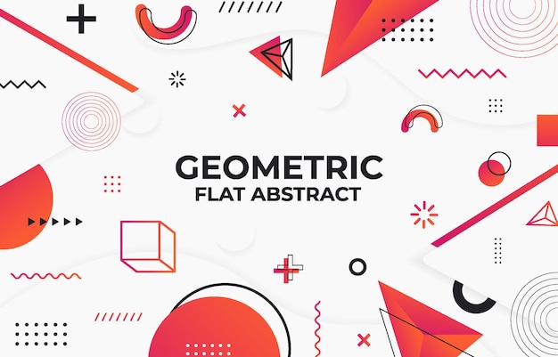 Fondo de Abstracto Plano Geométrico Naranja Rojo
