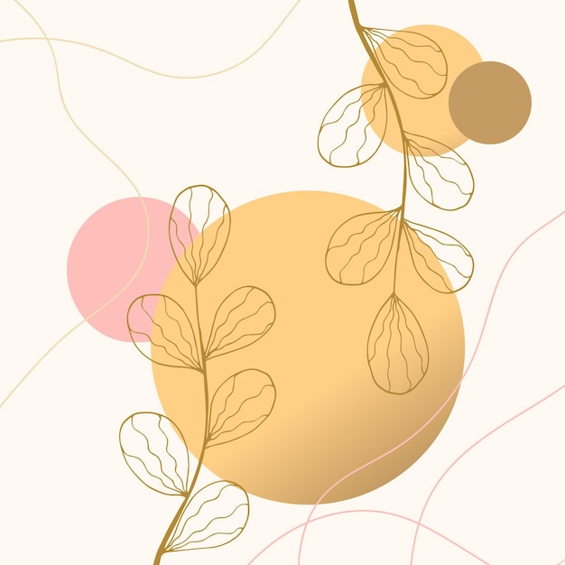 Fondo abstracto con plantas y formas dibujadas a mano elementos botánicos dibujados a mano arte vectorial