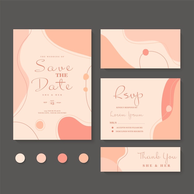 Fondo abstracto plantilla de tarjeta de invitación de boda con decoración floral para guardar el cartel de felicitación de fecha y diseño de portada