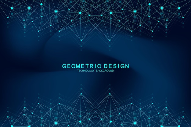 Fondo abstracto del plexo con puntos y líneas conectadas. Efecto geométrico del plexo Big data con compuestos. Plexo de líneas, matriz mínima. Visualización de datos digitales. Ilustración vectorial.