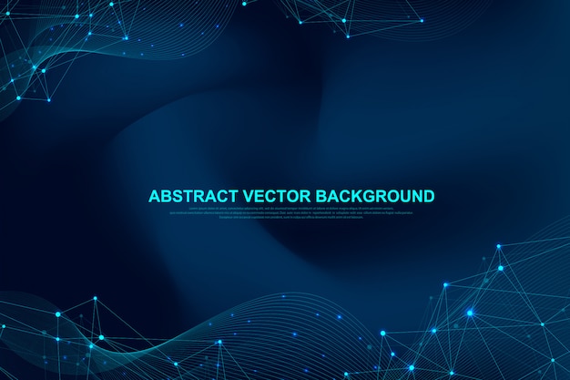 Fondo abstracto del plexo con puntos y líneas conectadas. Efecto geométrico del plexo Grandes datos con compuestos. Líneas plexo, matriz mínima. Visualización de datos digitales.