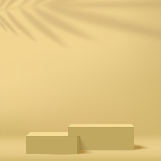 Fondo abstracto con podio de color amarillo para presentación Vector