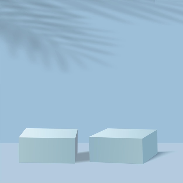 Fondo abstracto con podios 3d geométricos de color azul. Ilustración vectorial
