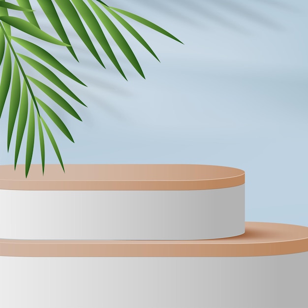 Fondo abstracto con podios 3d geométricos de color crema. Ilustración vectorial.