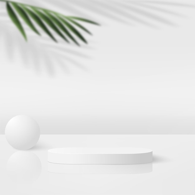 Fondo abstracto con podios geométricos en 3D de color blanco
