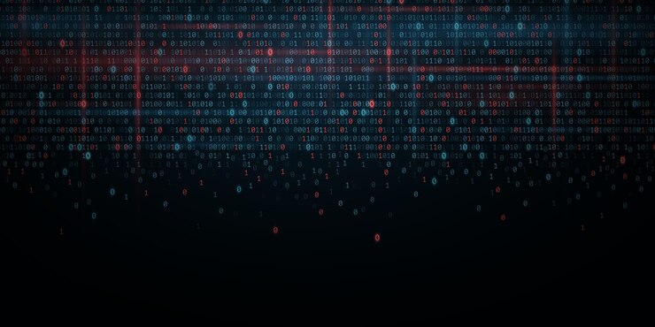 Vector fondo abstracto de programación. código de software binario brillante.