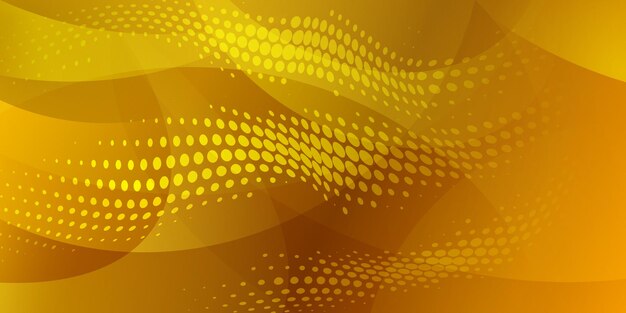 Fondo abstracto de puntos de semitono y líneas curvas en colores amarillos