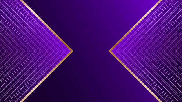 Fondo abstracto púrpura con patrón triangular dorado forma de puertas de marco simétrico