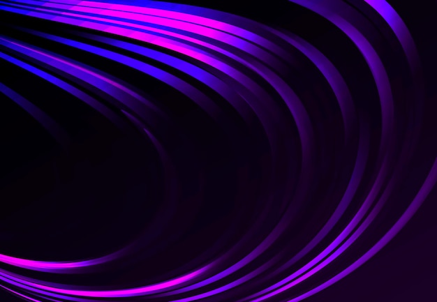 Vector fondo abstracto de rayas moradas que forman una curva circular en la cubierta de fondo oscuro