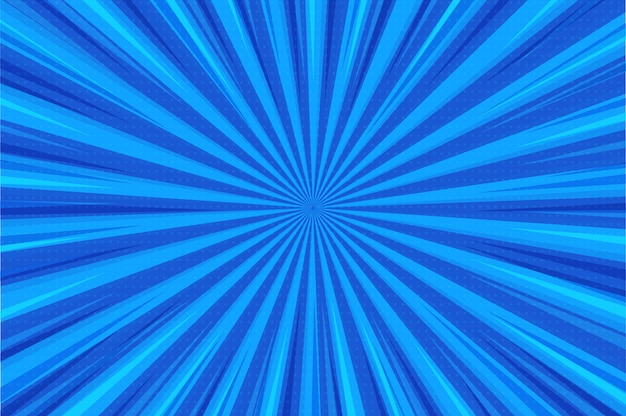 Fondo abstracto. rayos de luz azules se extienden desde el centro en un estilo cómico.