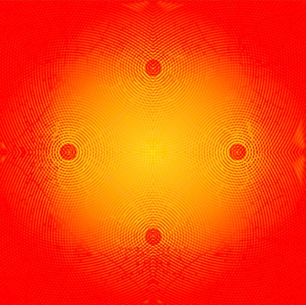 un fondo abstracto rojo y amarillo con círculos y puntos en un fondo rojo
