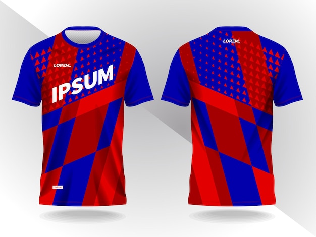 fondo abstracto rojo y azul y patrón para el diseño y la maqueta de la camiseta deportiva