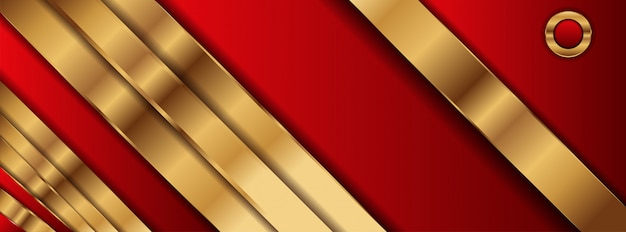 Fondo abstracto rojo estilo geométrico con forma dorada