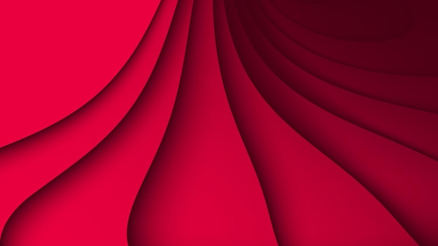 Fondo abstracto rojo con textura ondulada 3D y sombras de gradiente formas curvas dinámicas