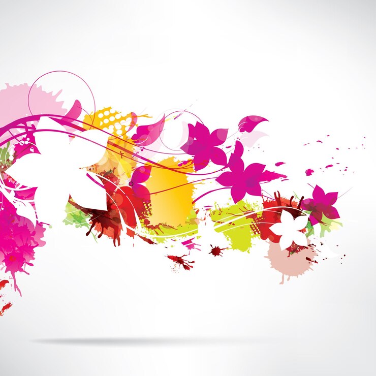 Vector fondo abstracto con salpicaduras y flores