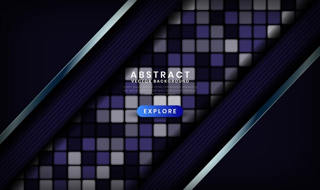 Fondo abstracto de tecnología azul oscuro 3D con cuadrados aleatorios
