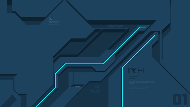 Fondo abstracto de tecnología cibernética futurista azul oscuro