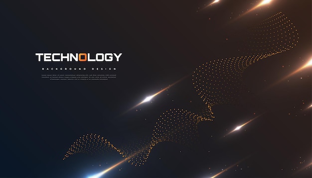 Fondo abstracto tecnología futurista con efecto de ondas y rayos punteados. Adecuado para portada, presentación, banner o página de destino