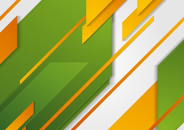 Fondo abstracto de tecnología geométrica de contraste verde naranja