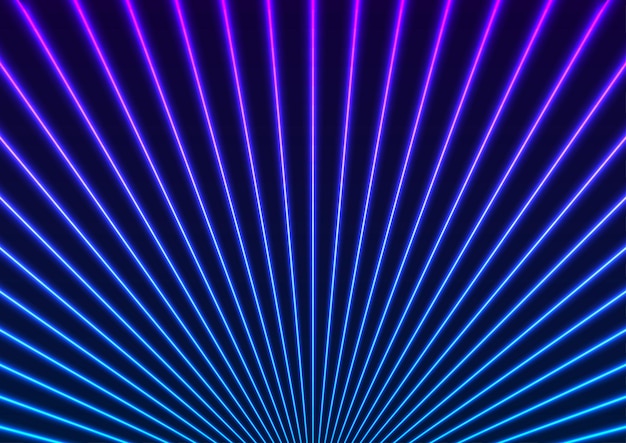 Fondo abstracto de tecnología de líneas de rayos láser de neón violeta azul brillante