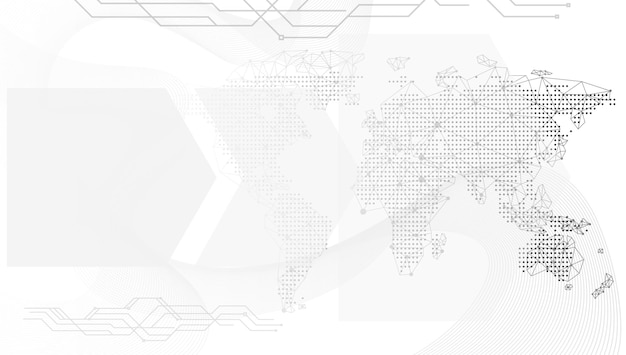 Fondo abstracto con tecnología y mapa del mundo