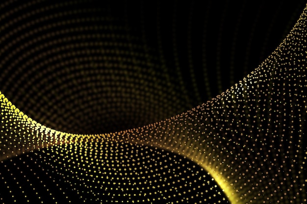 Fondo abstracto de tecnología de partículas 3D doradas