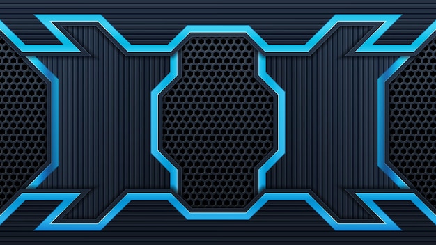 Fondo abstracto de tecnología perforada futurista con líneas azules. Diseño de concepto de vector.