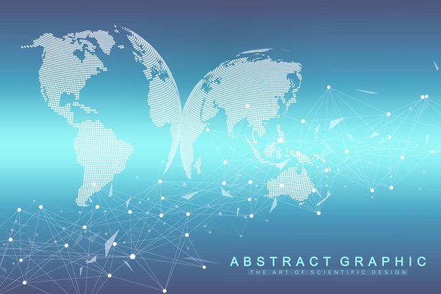 Fondo abstracto de tecnología con puntos y líneas conectadas. Visualización de grandes datos. Visualización de fondo en perspectiva. Redes analíticas. ilustración vectorial