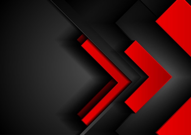 Vector fondo abstracto de tecnología roja y negra con flechas ilustración gráfica corporativa vectorial