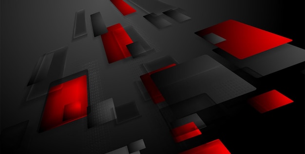 Fondo abstracto de tecnología rojo oscuro y negro