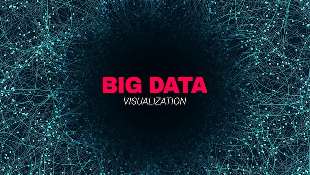 Fondo abstracto de tecnología de visualización fractal de datos grandes circulares