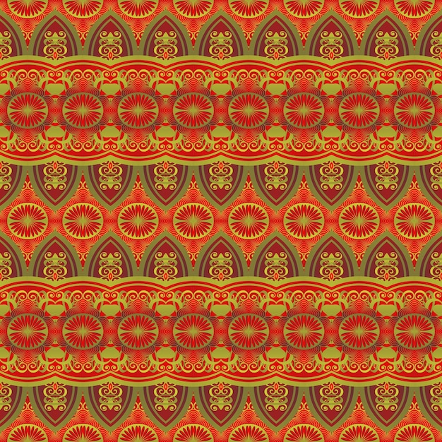 Fondo abstracto de textura sin costura en rojo con líneas marrones doradas