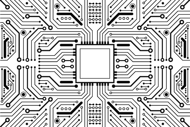 Fondo abstracto con textura de placa de circuito de tecnología Ilustración de placa base electrónica Concepto de comunicación e ingeniería Ilustración vectorial