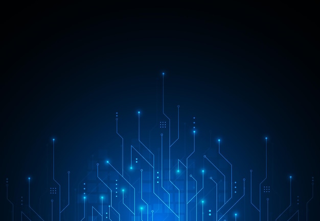 Fondo abstracto con textura de placa de circuito de tecnología Placa electrónica de inteligencia artificial Concepto de comunicación e ingeniería Ilustración vectorial